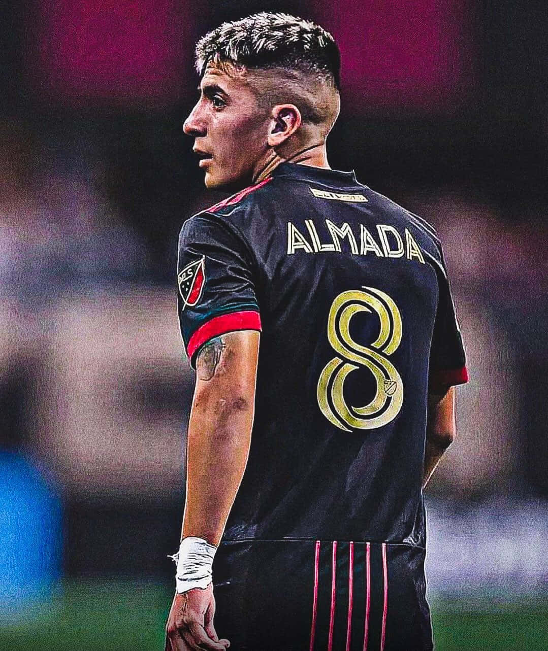 1079x1283 Wallpaper Thiago Jersey Number Download Caption: Rising Football Star Thiago Almada In Black