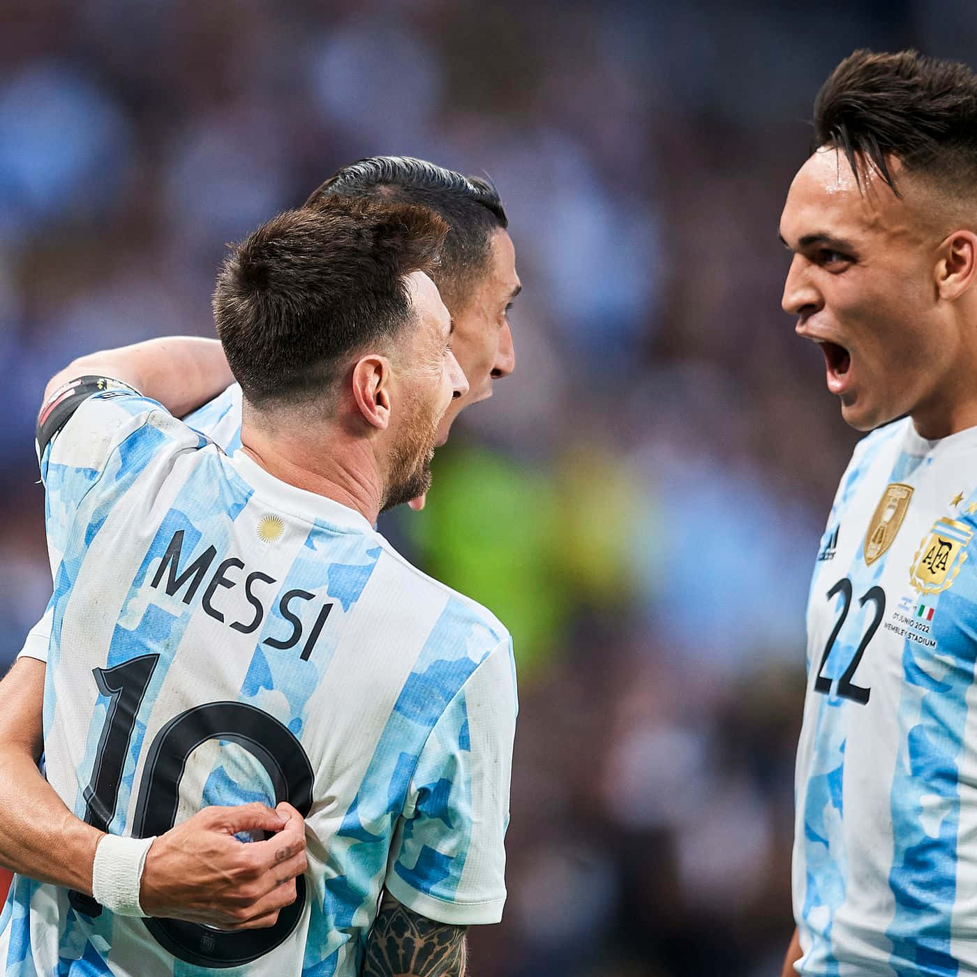 1400x1400 Download Thiago Almada With Teammate Superstar Messi Wallpaper