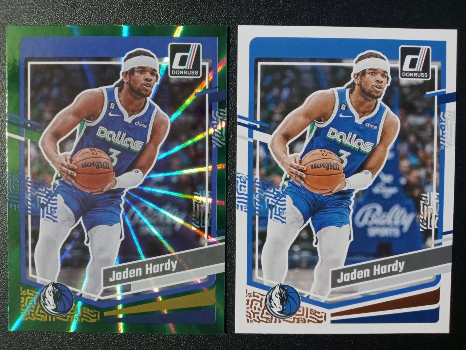 1600x1200 2) 2023 24 Panini Donruss Green Laser Base Jaden Hardy # 196 Dallas Mavericks