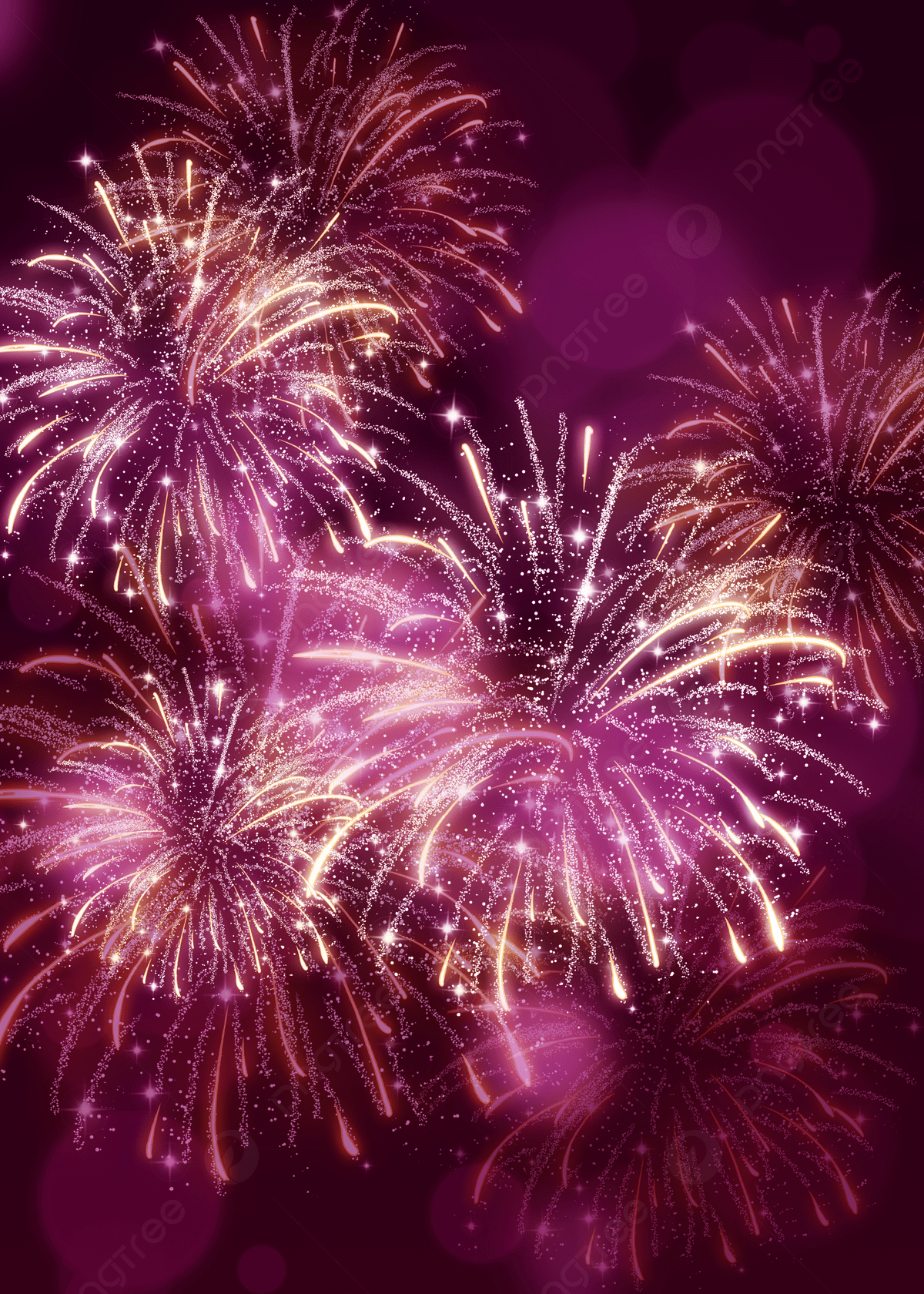 1200x1680 Real Happy New Year Pink And Gold Firework Background Wallpaper Image For Free Download