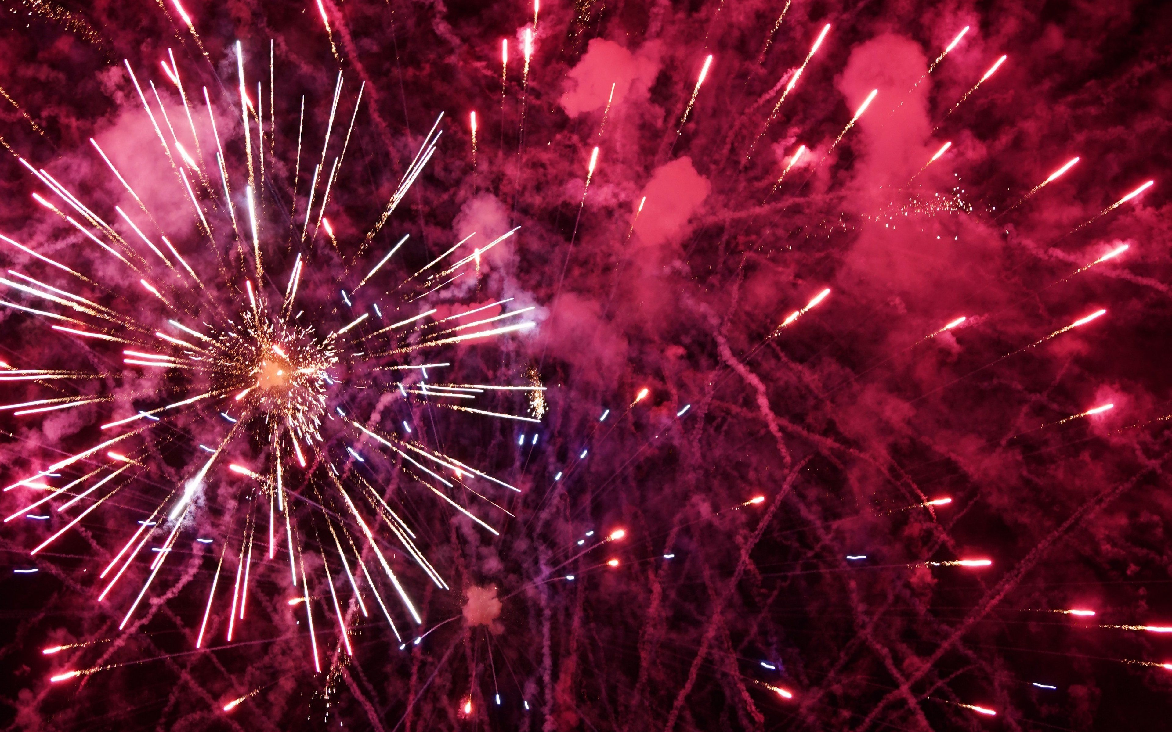 3840x2400 Pink Fireworks Wallpaper 4K for Desktop