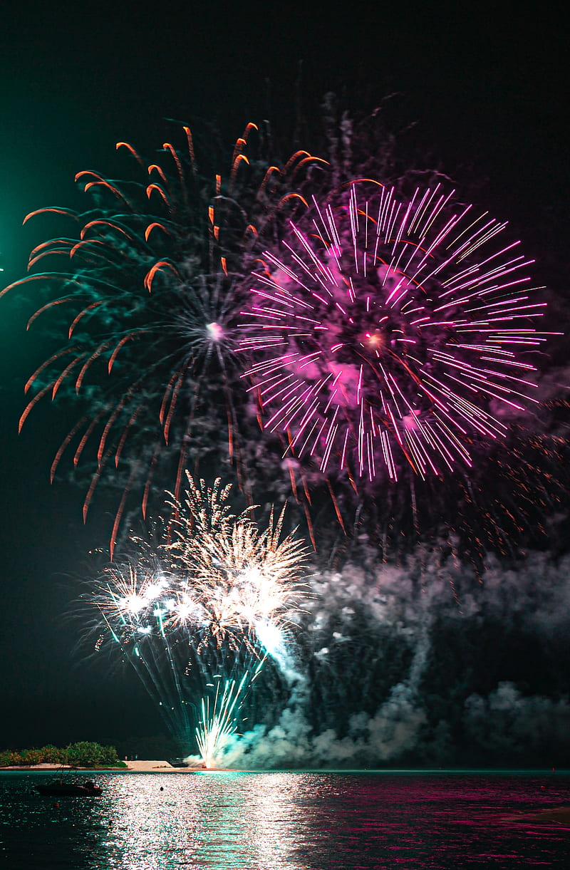 800x1221 Pink Fireworks, bright, colorful, colors, fireworks happy new year bright light night sky neon glowing colors colorful oled amoled jet black background amazing ultra high quality trending popular, HD phone wallpaper