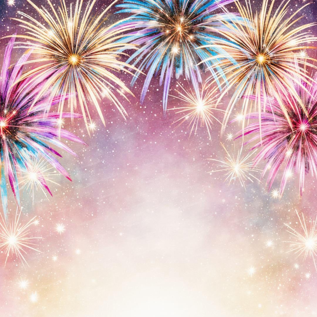 1080x1080 Fireworks Clipart, Watercolor Fireworks, Festive Sparkle Background, High Quality Jpgs for Junk Journaling Scrapbooking Card Making