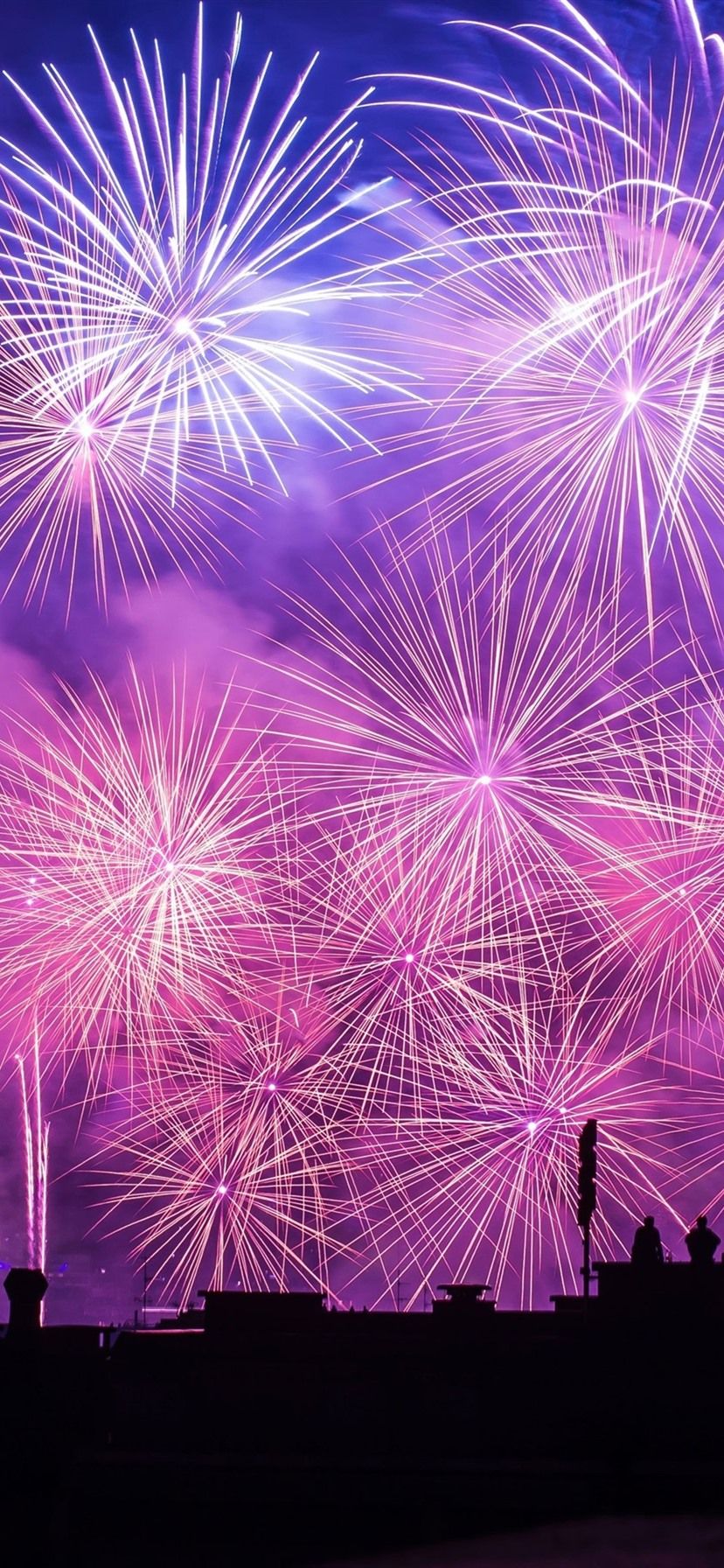 828x1792 Wallpaper Fireworks, night, city, holiday 3840x2160 UHD 4K Picture, Image