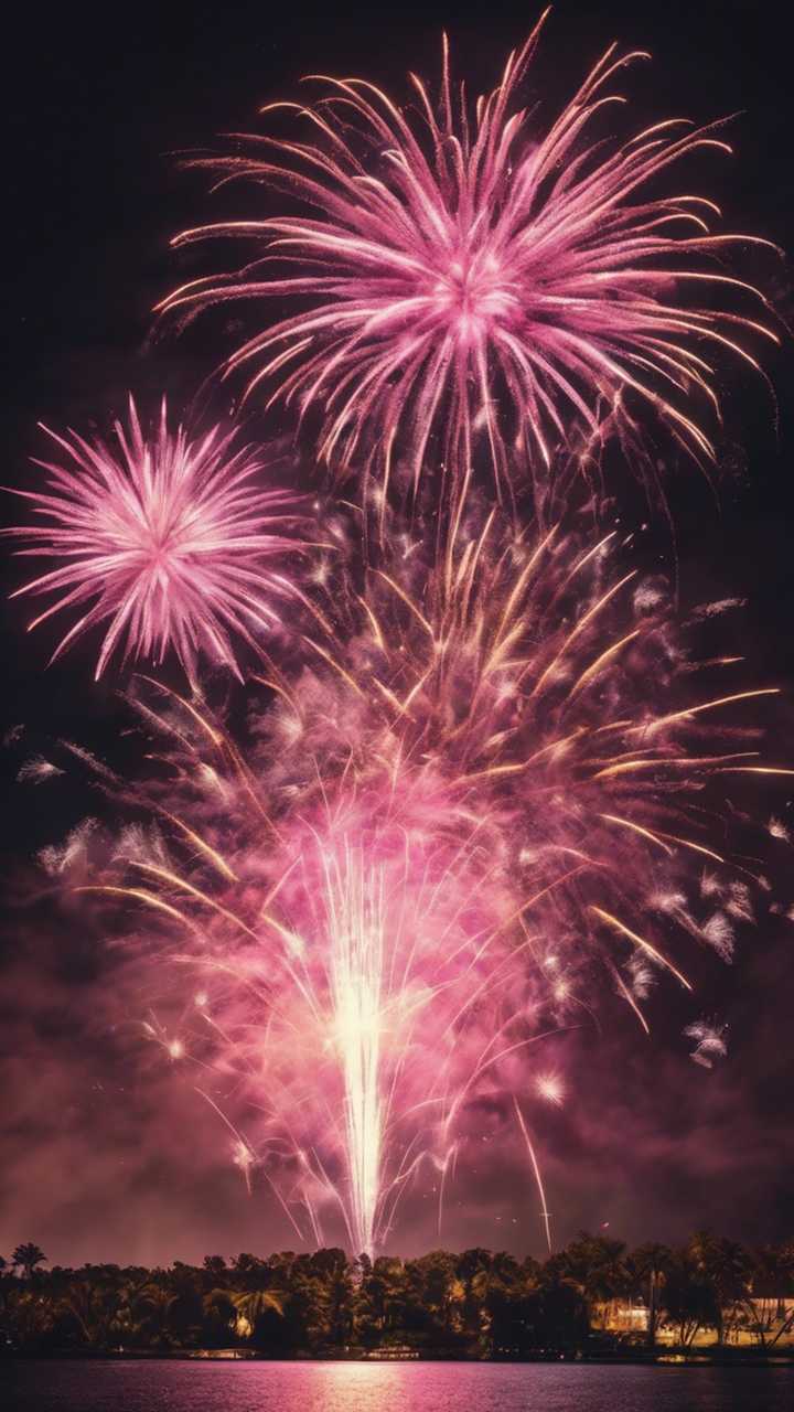 720x1280 Stunning gold and pink fireworks show illuminating the dark night sky. Wallpaper [a81ed32c7a4c4beaaa3D]
