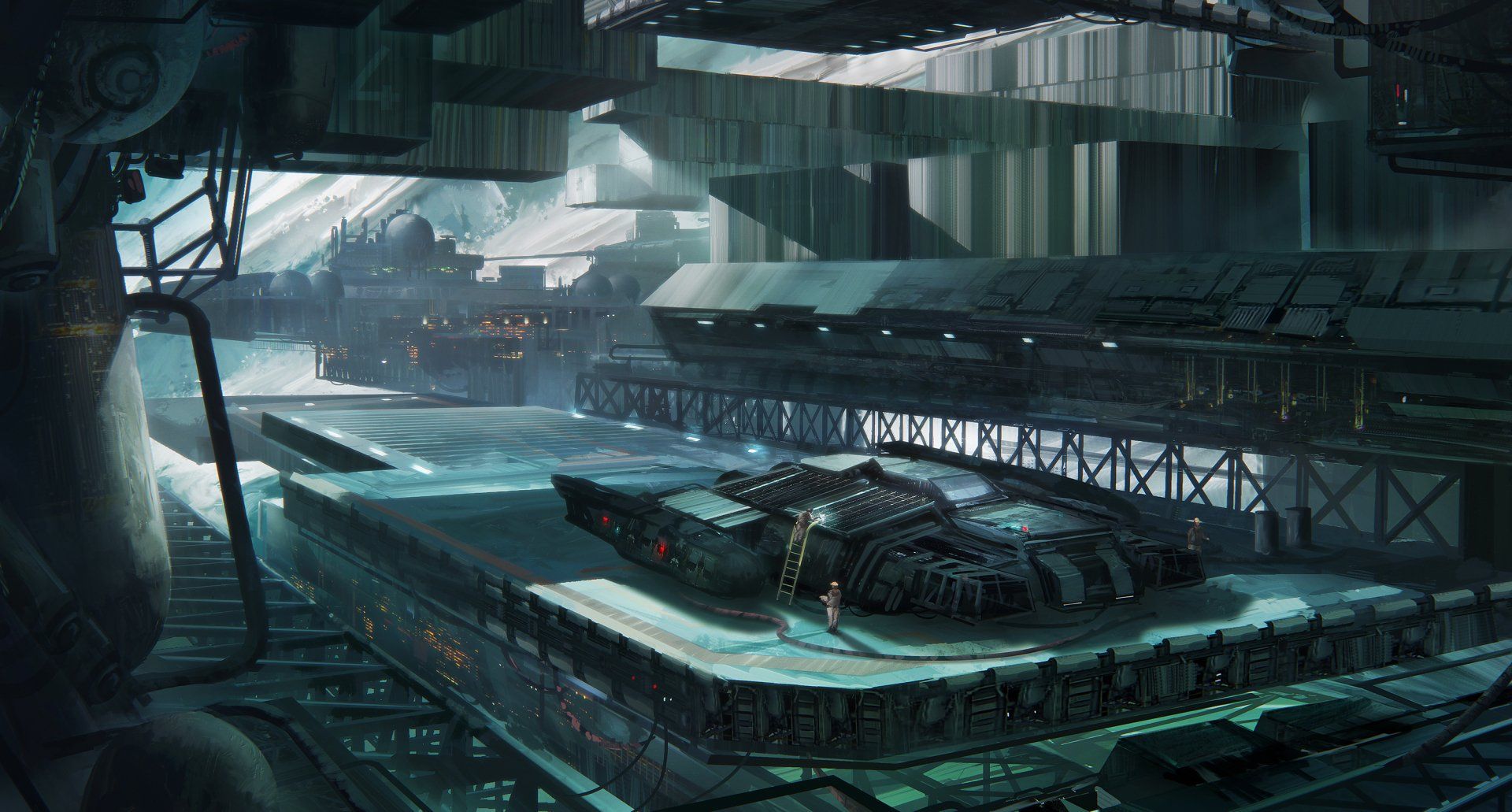 1920x1031 HD Sci Fi Space Station: Futuristic Spaceship Dock By Leon Tukkerx1611