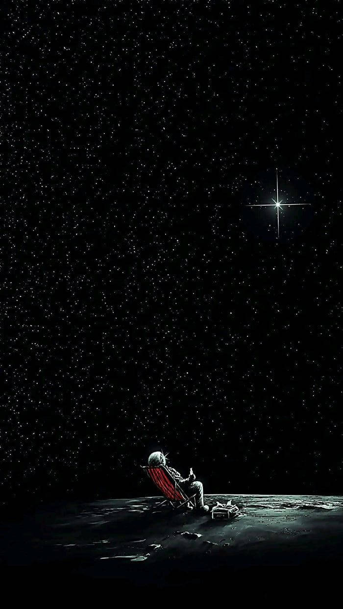 700x1244 Astronaut Aesthetic Chilling On Moon Wallpaper
