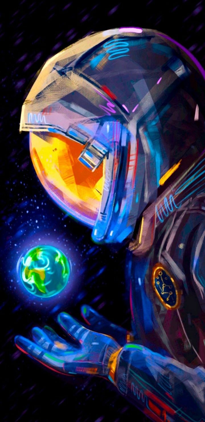 720x1480 Wallpaper Astronaut, Light, Automotive Lighting, Art, Electric Blue, Background Free Image