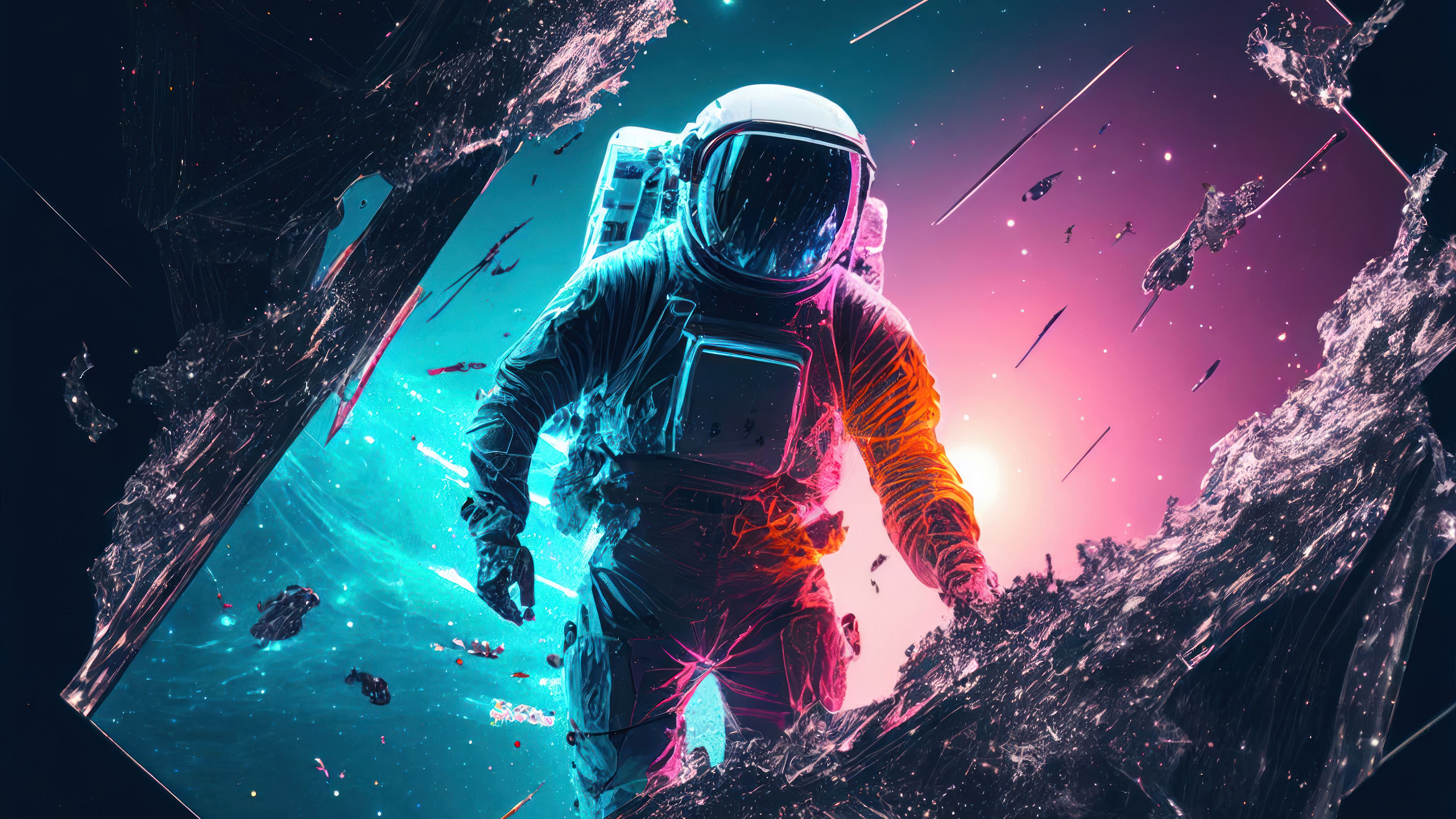 3840x2160 Astronaut Background Wallpaper 4K