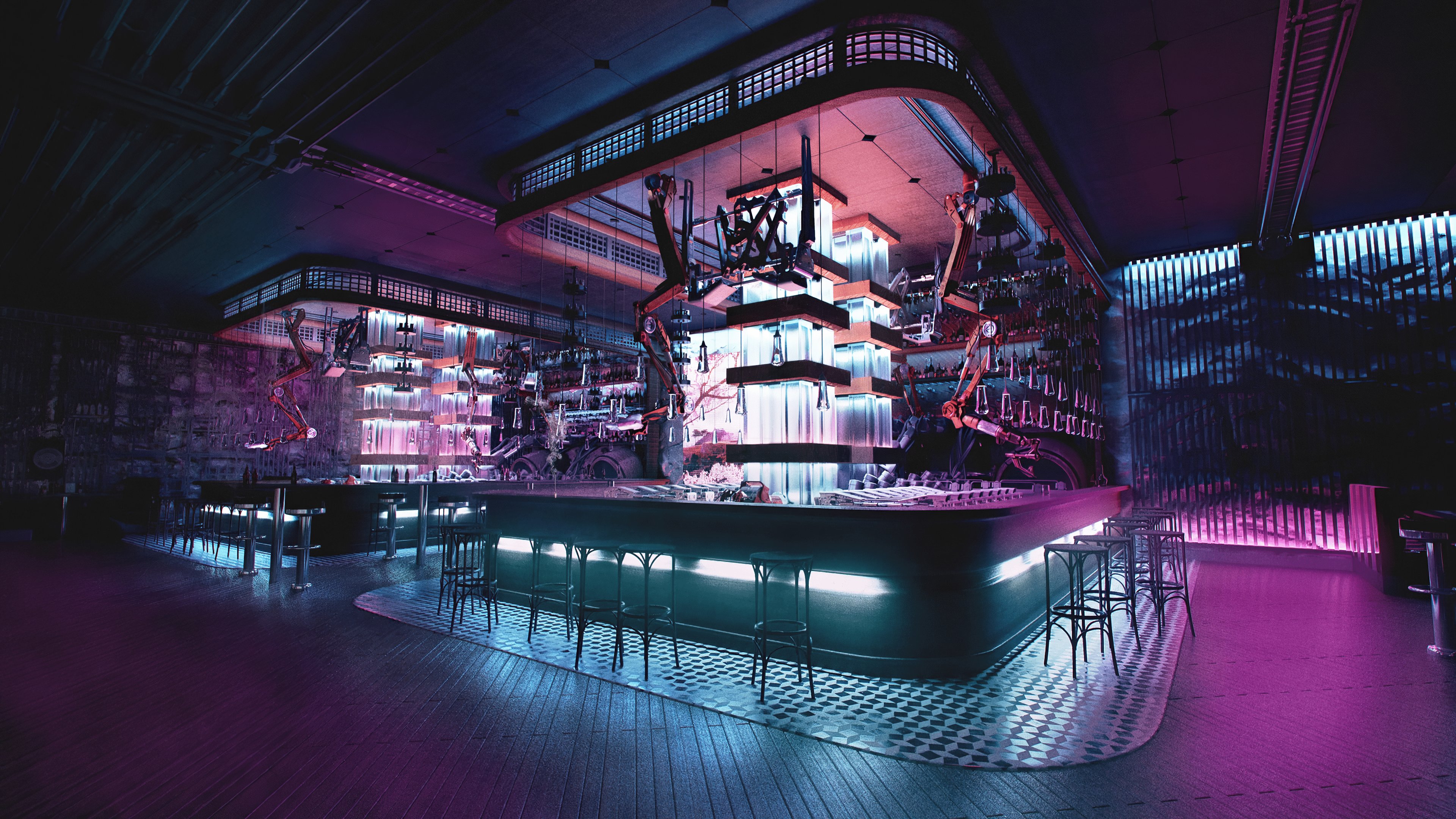 3840x2160 Futuristic bar by Alex Underwood [3840x2160]