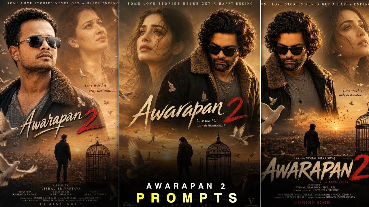 1280x720 Awarapan 2 Movie Poster Prompt. AI Se Awarapan 2 Movie Photo Kaise Banaye (ChatGPT Prompt)