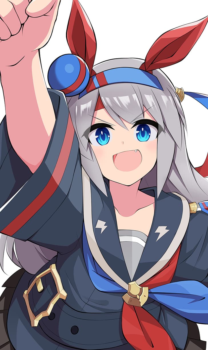728x1222 HD wallpaper: Tamamo Cross (Uma Musume), long hair, gray hair, anime, anime girls