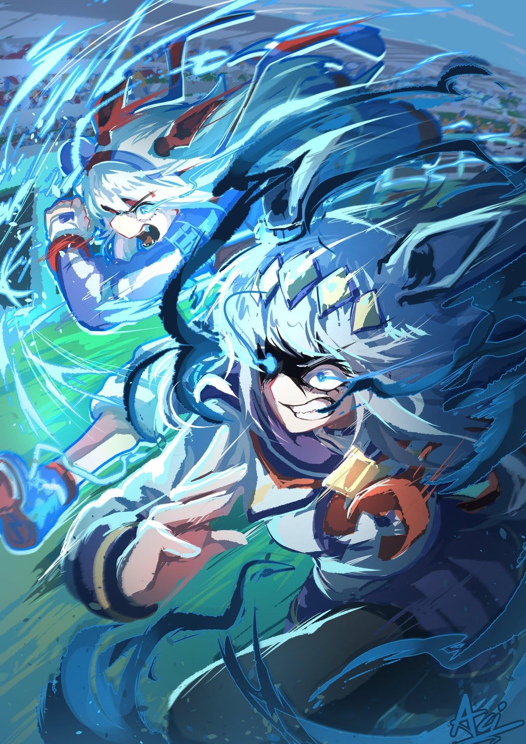 1080x1527 Turning the blue sparkle, oguri cap x tamamo cross (by @Lan_Aci)