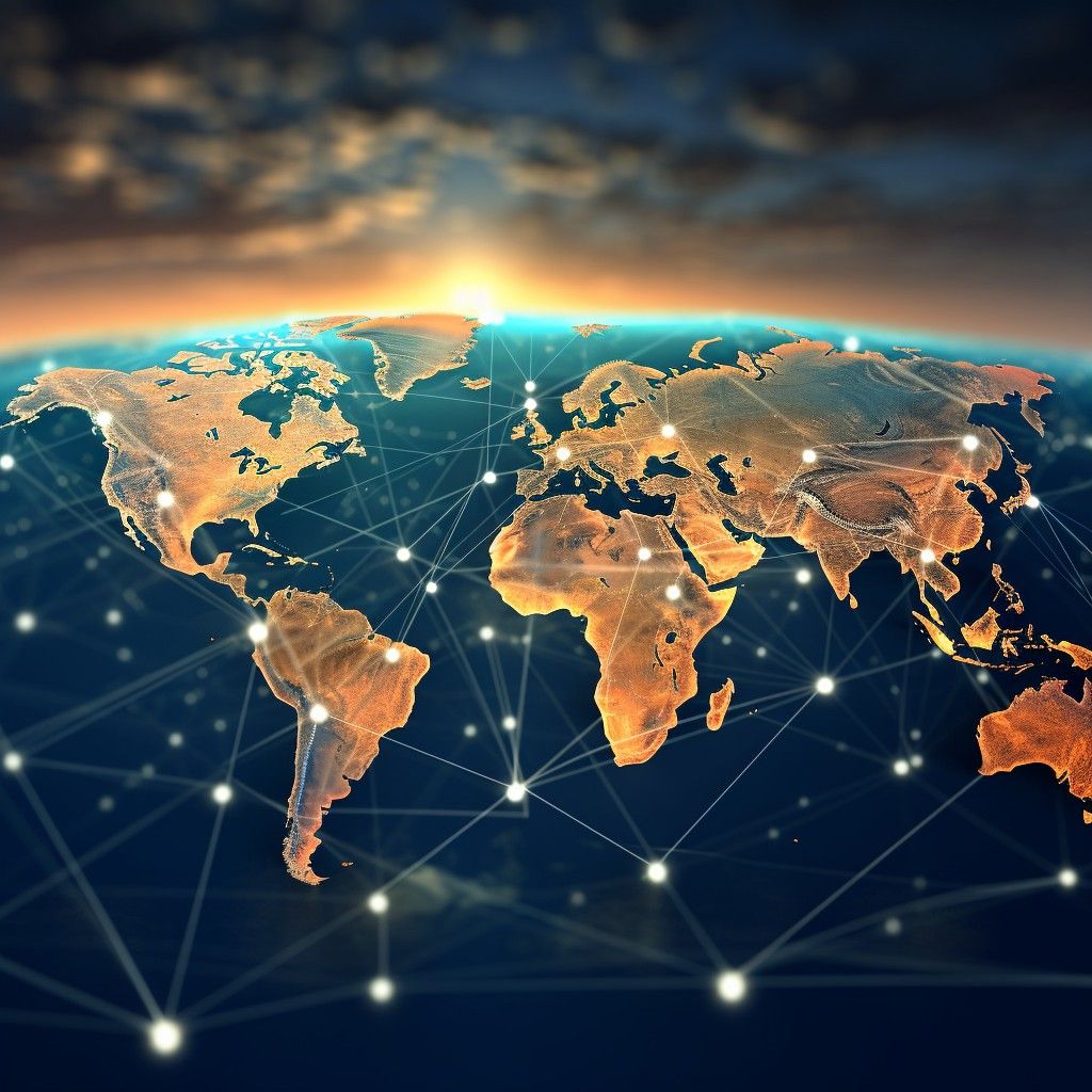 1024x1024 Free Global Network Map Image, Map, Global