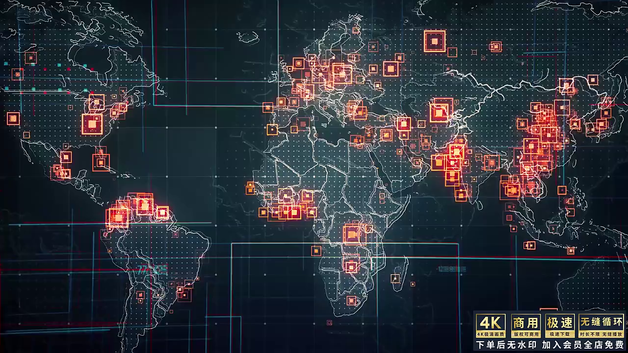 1280x720 High Tech Global Network World Map Data Visualization 4K Background