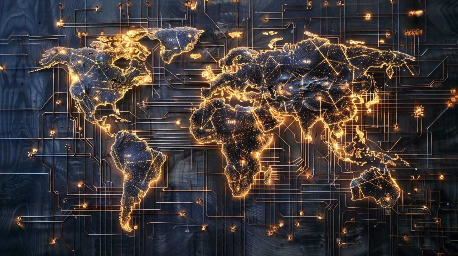 1456x816 Free Global Network Map Image, World, Map