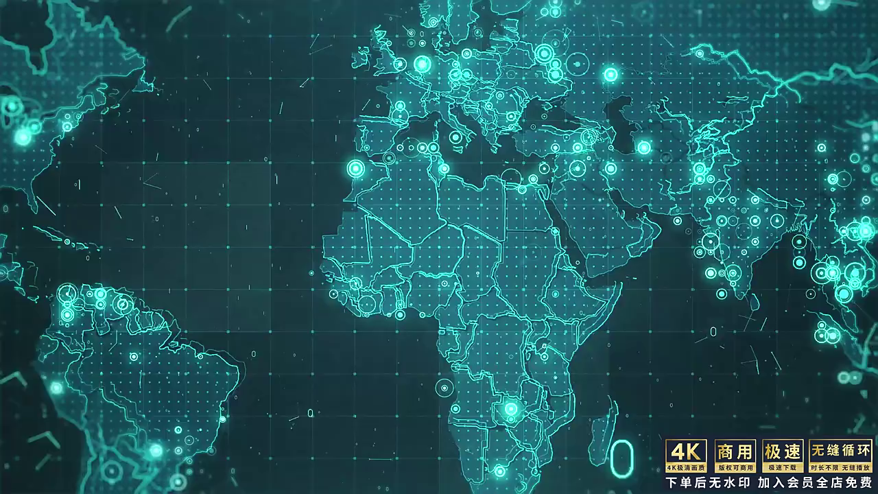 1280x720 4K High Tech Global Network World Map Animation Video Background