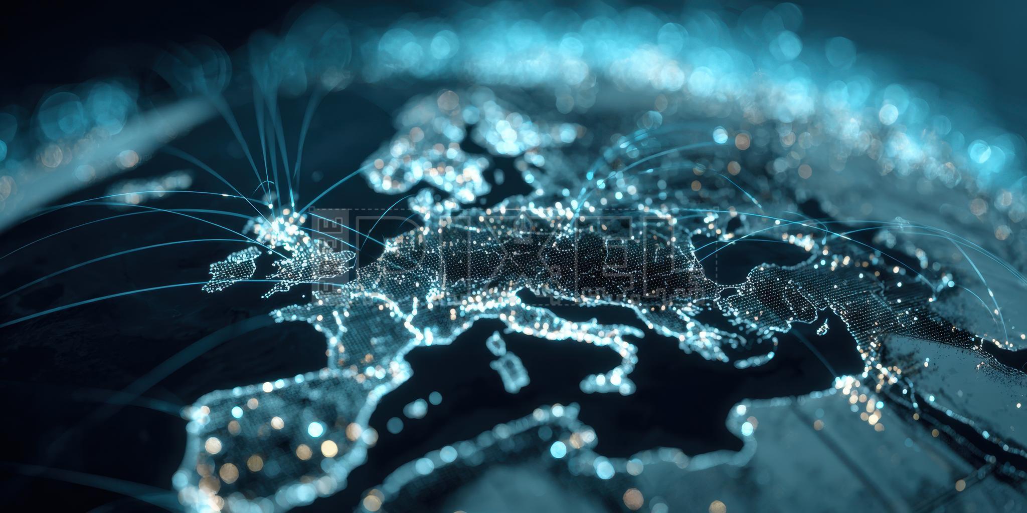 2048x1024 Free Photo Connectivity Across Europe At Night Representing Global Network Connectivity In Space Technology Background Photo