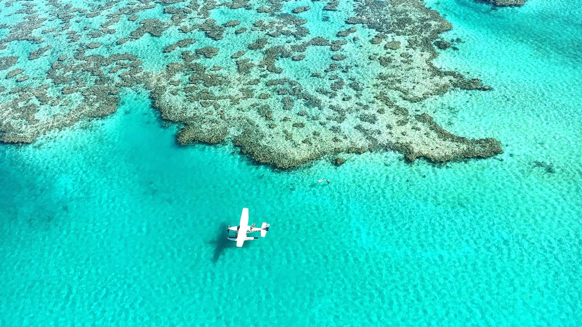1920x1080 Download Plane Over Great Barrier Reef Marine Park Wallpaper