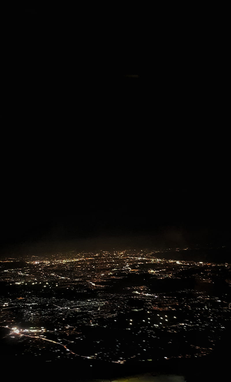 800x1324 Window seat, airplane, calm, city lights, dark, lights, night, HD phone wallpaper