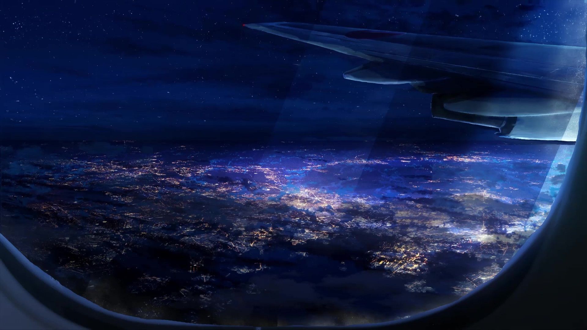 1920x1080 City View From The Plane Window Live Wallpaper