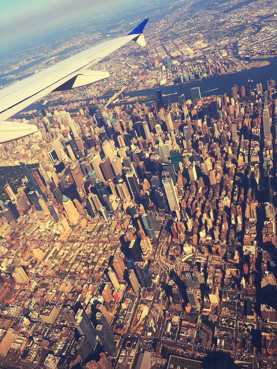 910x1213 HD wallpaper: New York, Bird'S Eye View, Aircraft, a bird's eye view, windows