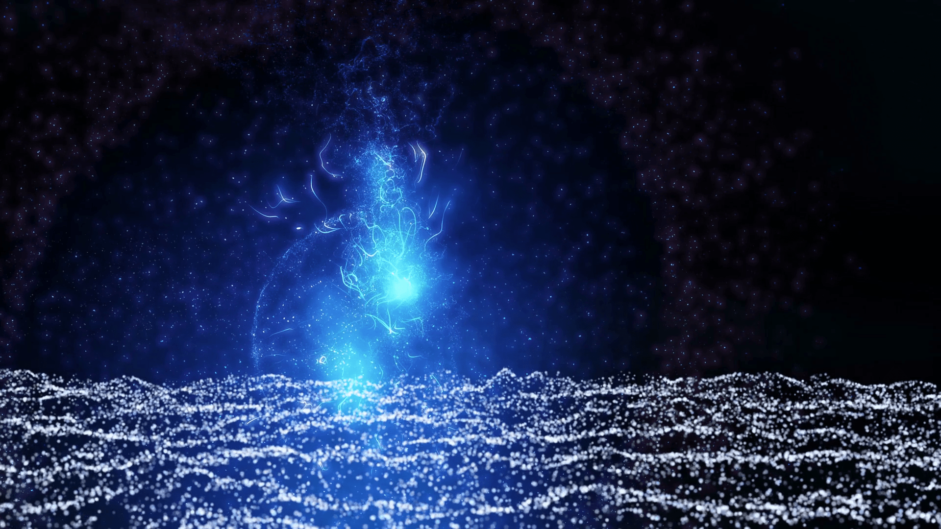 1920x1080 Energy orb glowing. Blue fantasy alectric ball