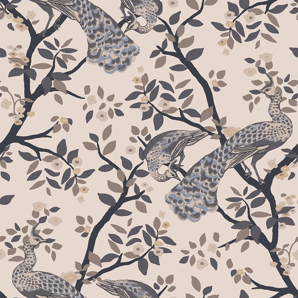 1000x1000 Chinoiserie Peacock Vinyl Wallpaper