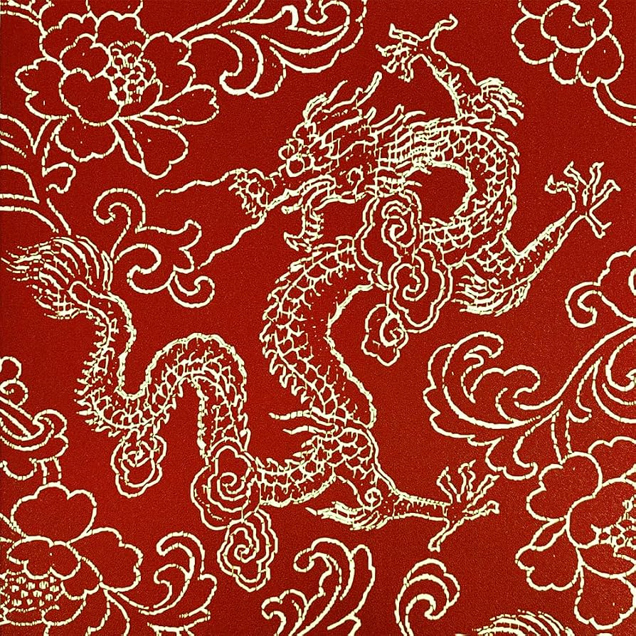 894x894 Q QIHANG Chinese Red Style Wallpaper Dragon Pattern Classical Zen Hotel Restaurant Living Room Auspicious Clouds TV Background Non Pasted Wallpaper 20.8(0.53m) X 393.7(10m) (Dragon Pattern 2)