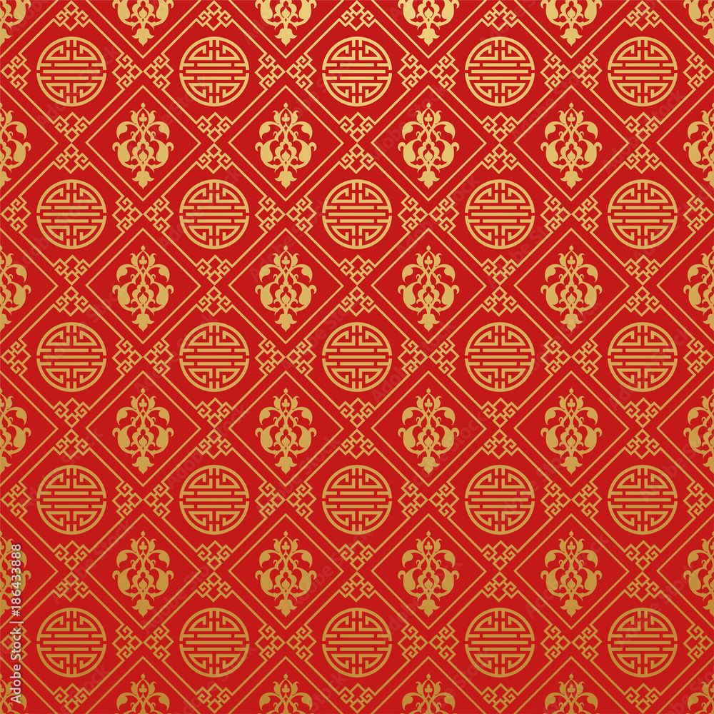 1000x1000 Asian Red Wallpaper. Chinese and Japanese style. Vector illustration Stock Vector