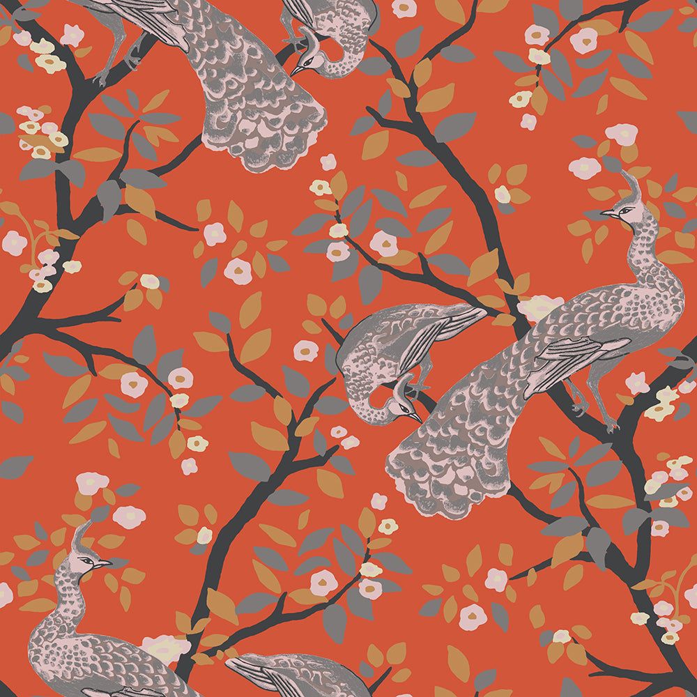 1000x1000 Chinoiserie Peacock Vinyl Wallpaper