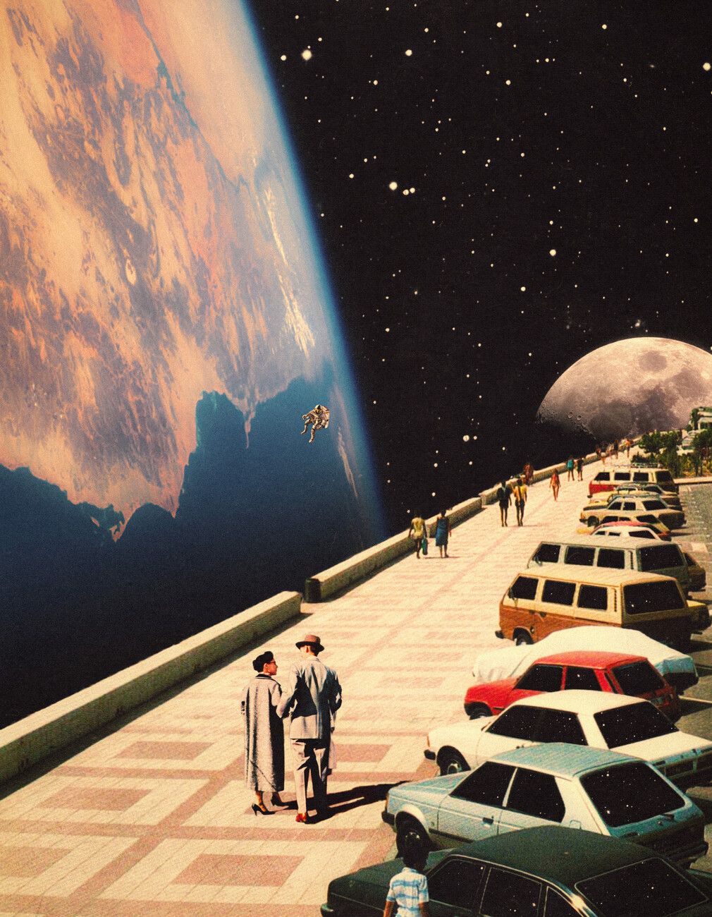 1010x1300 Poster Space Promenade Futuristic Collage Art