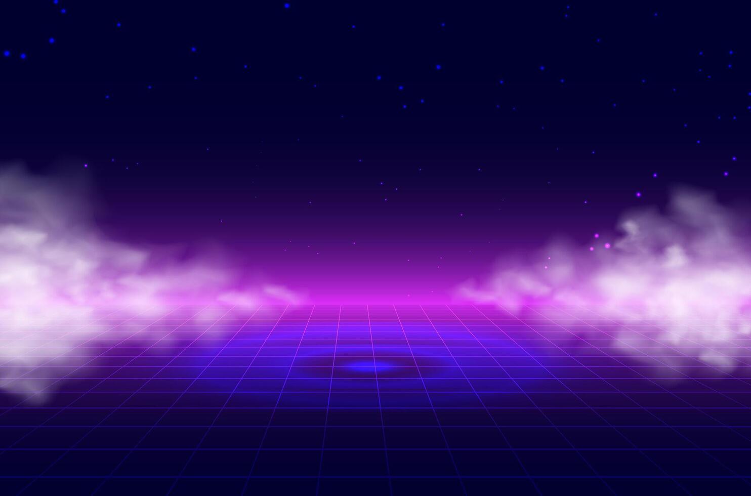 1484x980 Vaporwave style. Retrofuturistic landscape with perspective grid and smoke. Background synth and vaporwave style for electronic music, posters and wallpaper