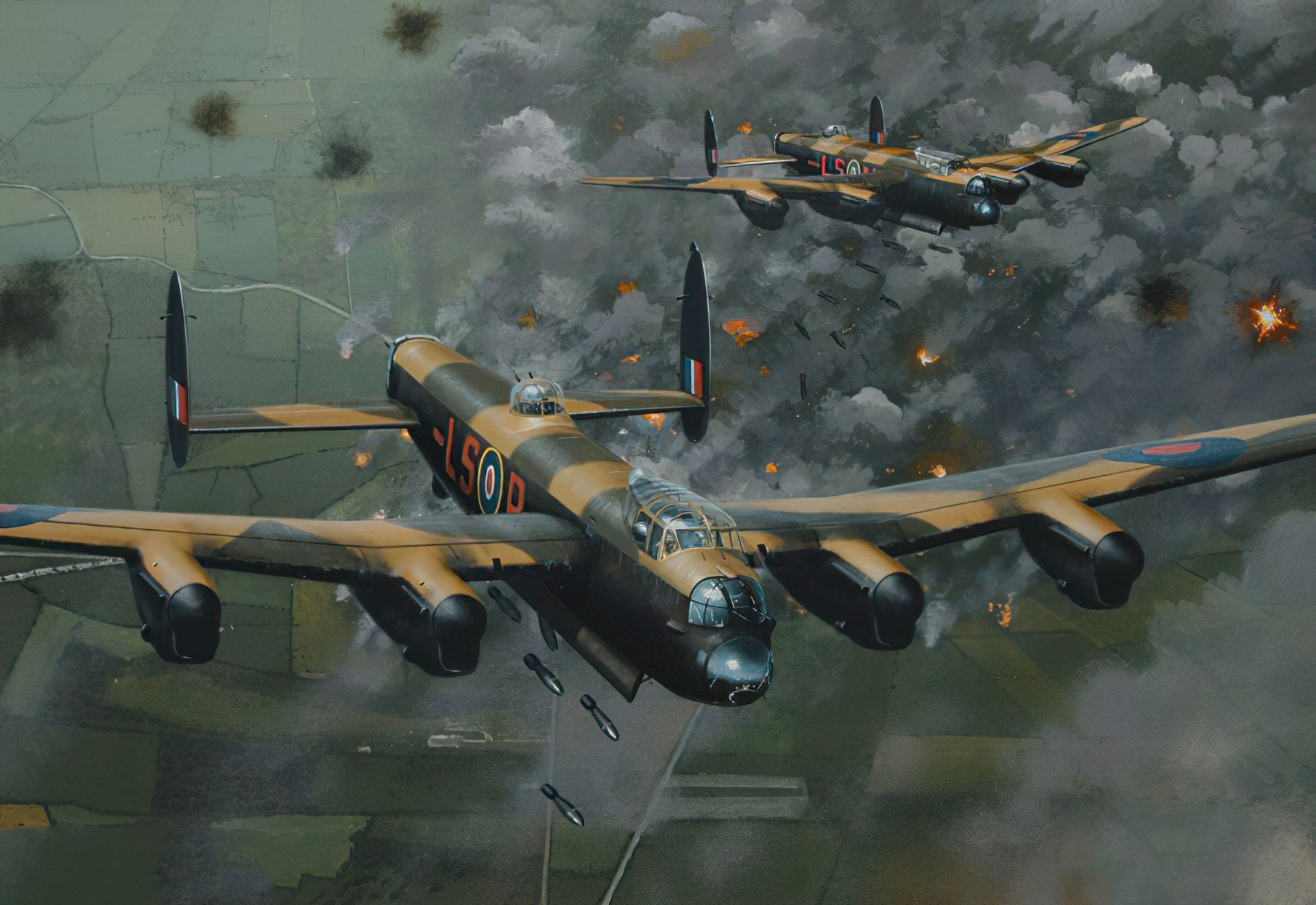1920x1320 Wallpaper bomber, art, airplane, aviation, WW Lancaster for mobile and desktop, section авиация, resolution 1920x1320