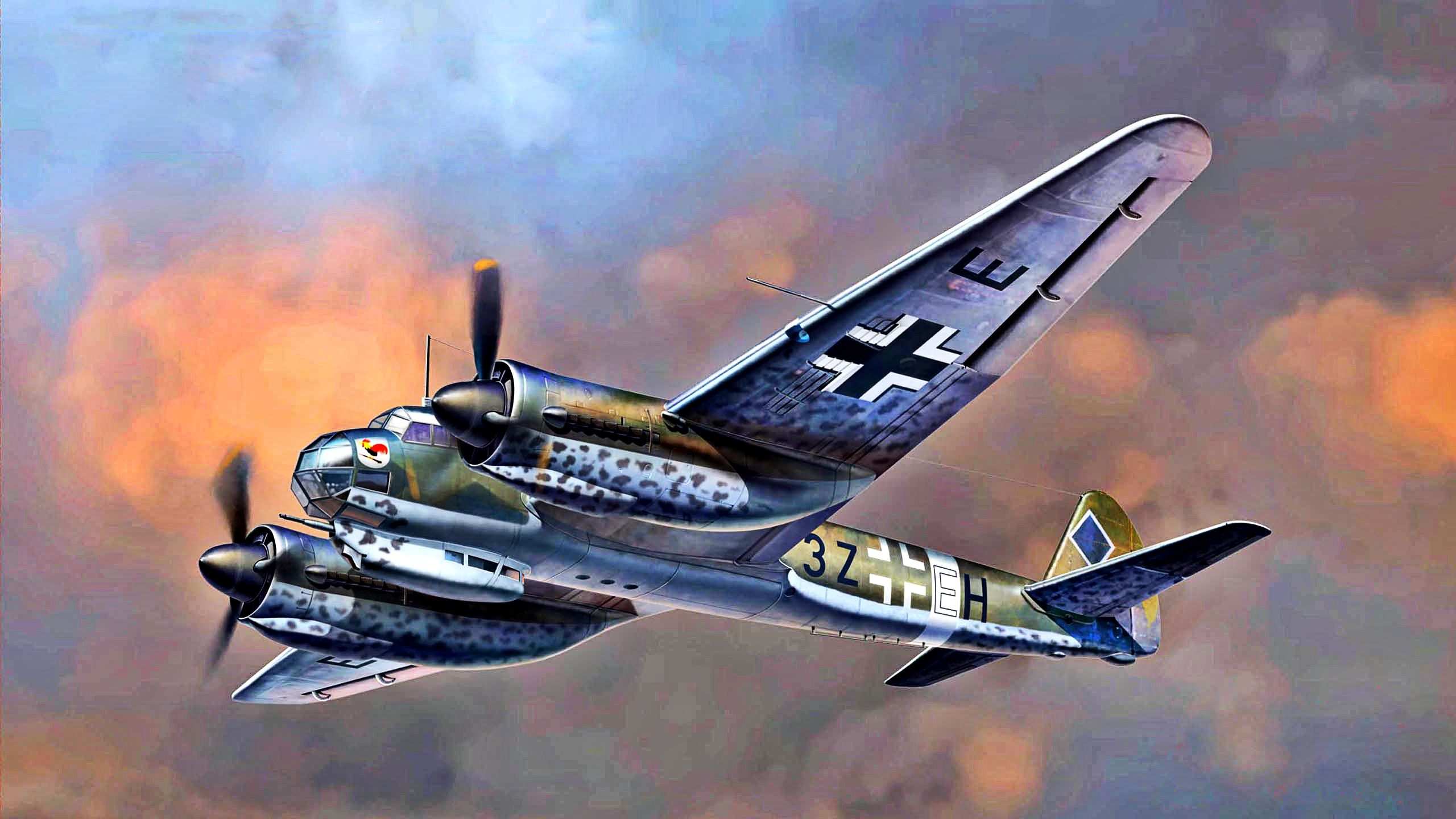 2560x1440 Wallpaper Junkers, German Bomber, WWII, I./KG Battle Squadron Ju 88A 14 For Mobile And Desktop, Section авиация, Resolution 2560x1440