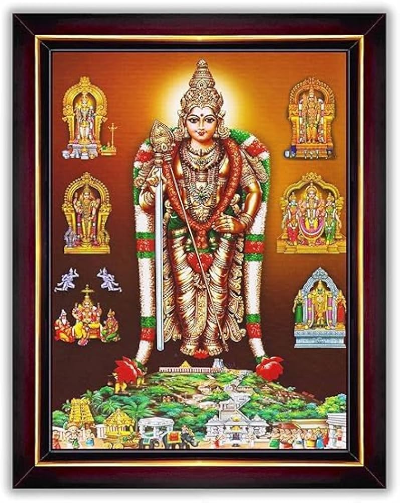 797x1000 CHEDI Groups Aarupadai Murugan God photo frame 13 * 10 inch Wall Painting Framed Home Decor (Wood, Glossy, Brown, Big Size, gifts) : Amazon.in: Home &