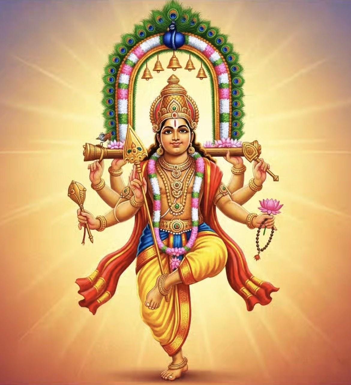 1170x1282 Lord Murugan Arupadaiveedu Photo Print in Golden Frame (11 X 14 Inches)