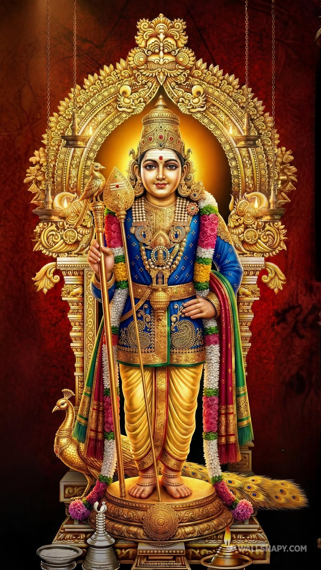 1080x1920 Raja alangaram palani temple arupadai murugan art iphone