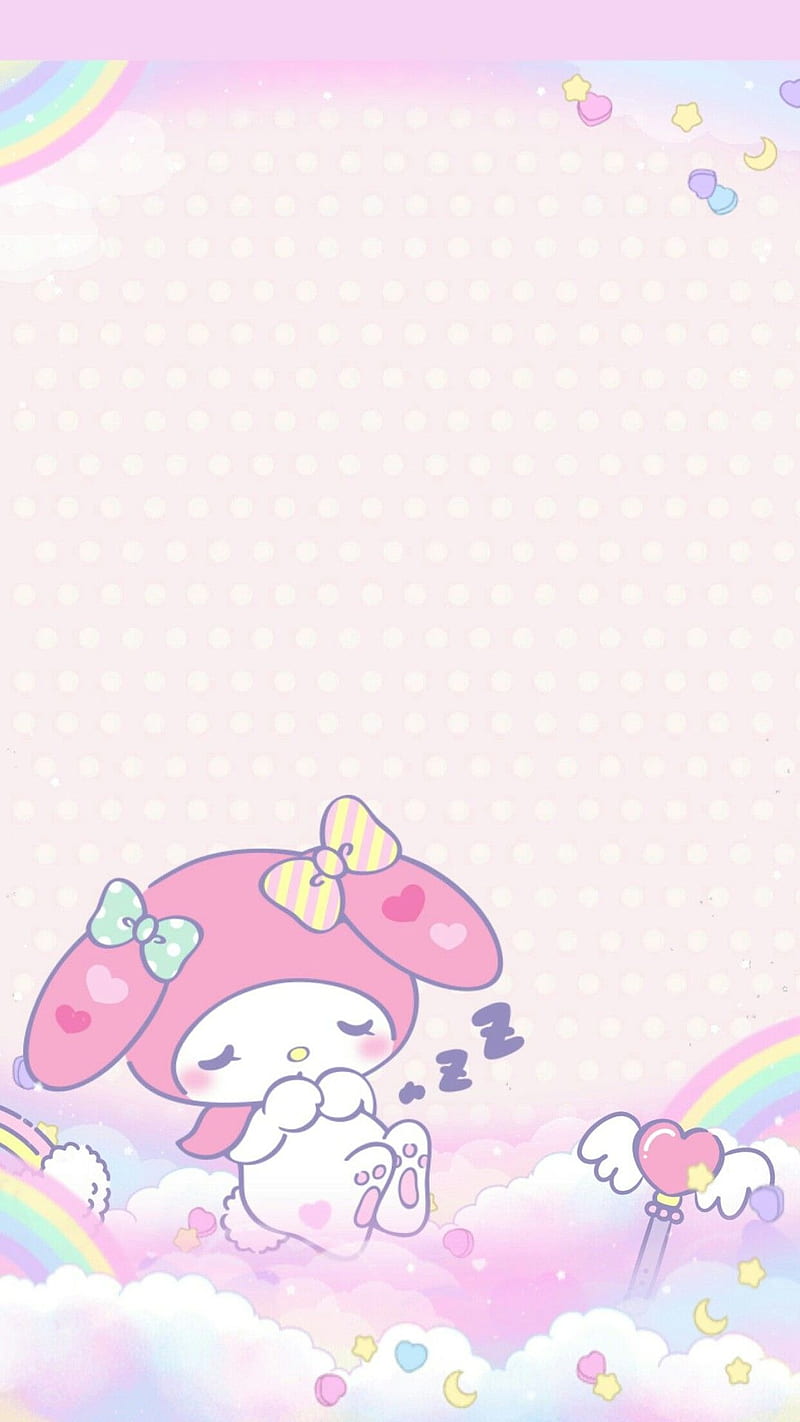 800x1422 My Melody, aesthteic, bunny, cute, my melo, pastel, pink, rainbow, HD phone wallpaper