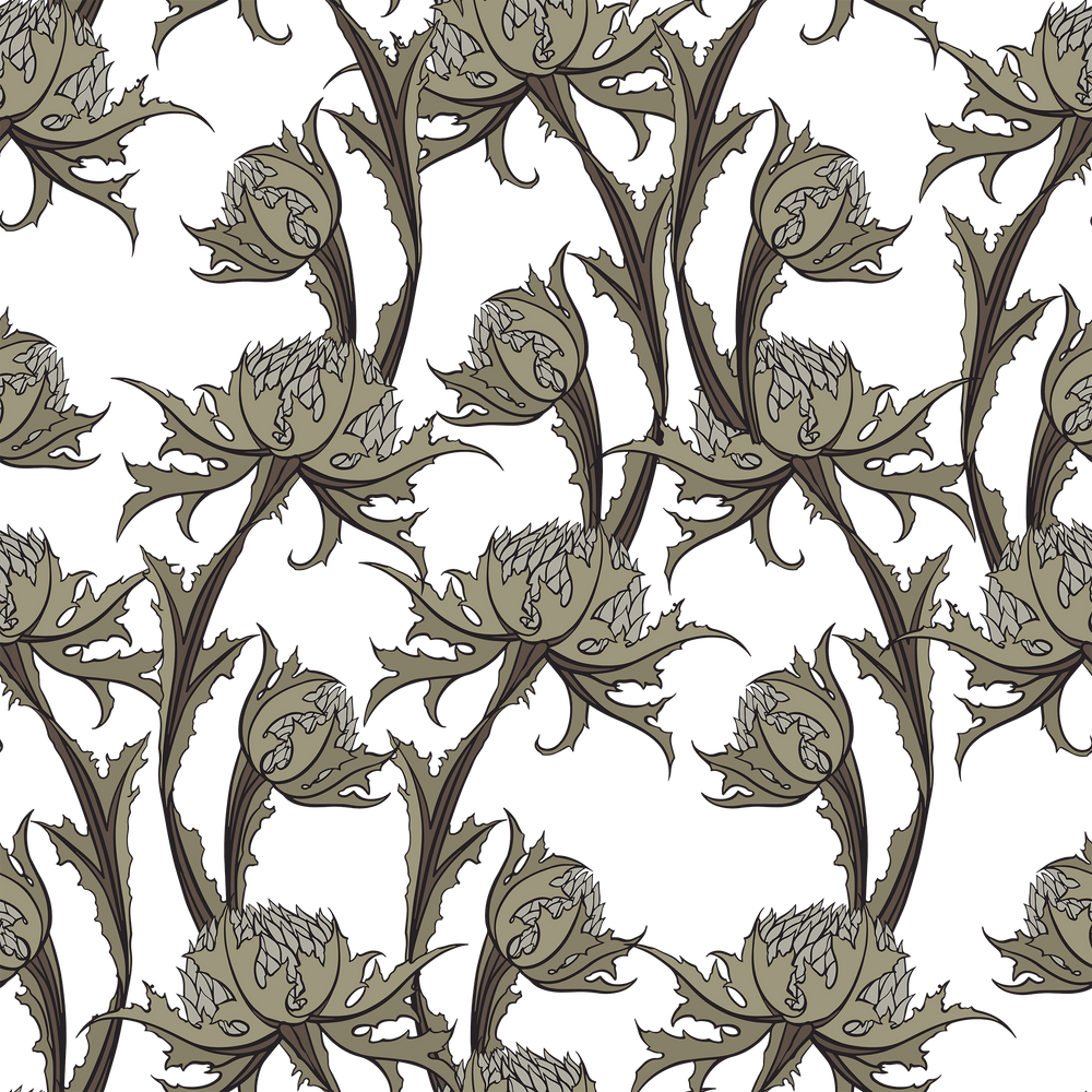 1000x1000 Theodore. Scottish Thistle Trail Wallpaper by Claret & Key