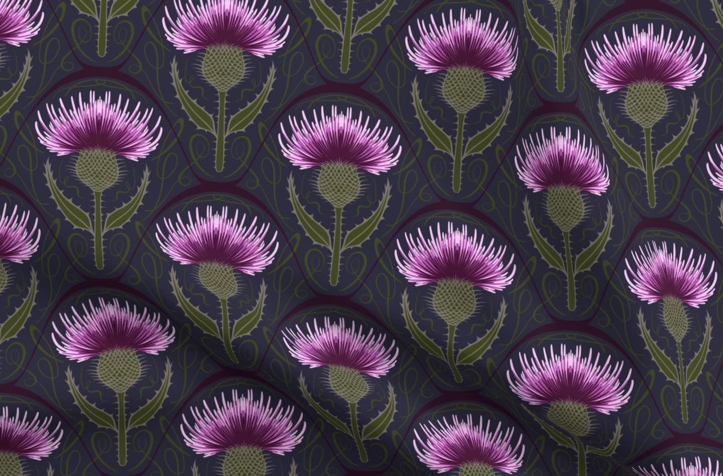 1442x949 Fabric Thistle Scottish Scotland National Flower Purple Prickly Thorn Night Printed on Petal Signature Cotton Fabric by the Yard Quilting Apparel Crafts Decor