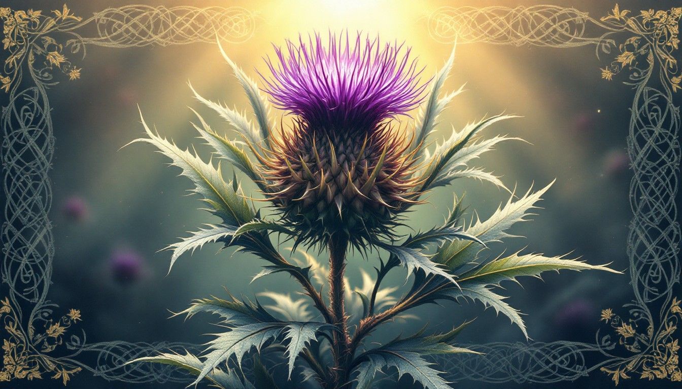 1344x768 Free Majestic Highland Thistle Image, Celtic, Purple