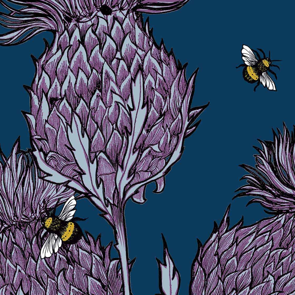 1120x1120 Scottish Thistle Suitcase in indigo by Scottish artist Gillian Kyle