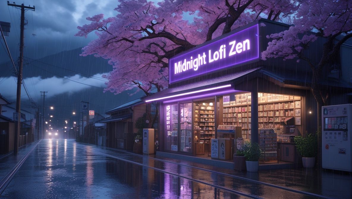 1184x672 cozy japanese convenience store café named