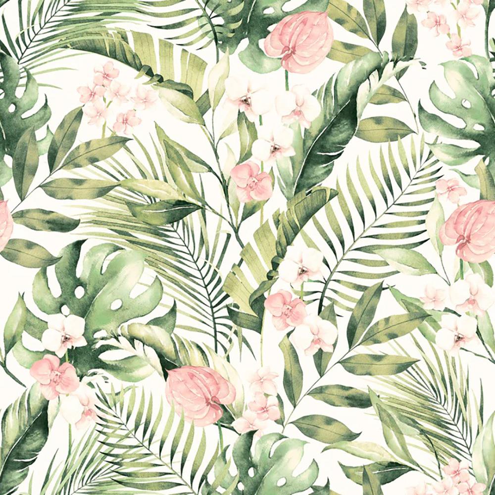 1000x1000 Arthouse Tropical Floral Pink Green Wallpaper Flower Botanical Nature Modern