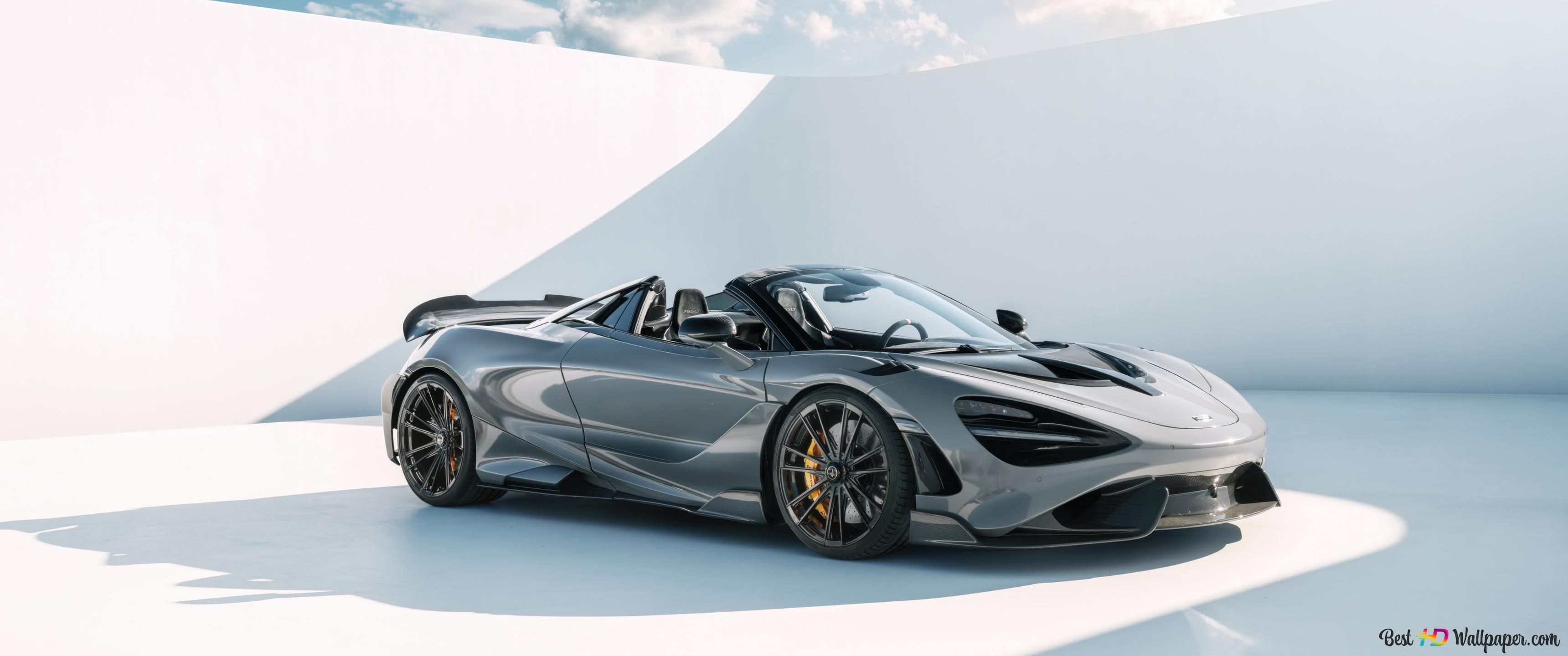 3440x1440 Grey McLaren 765LT 4K wallpaper download