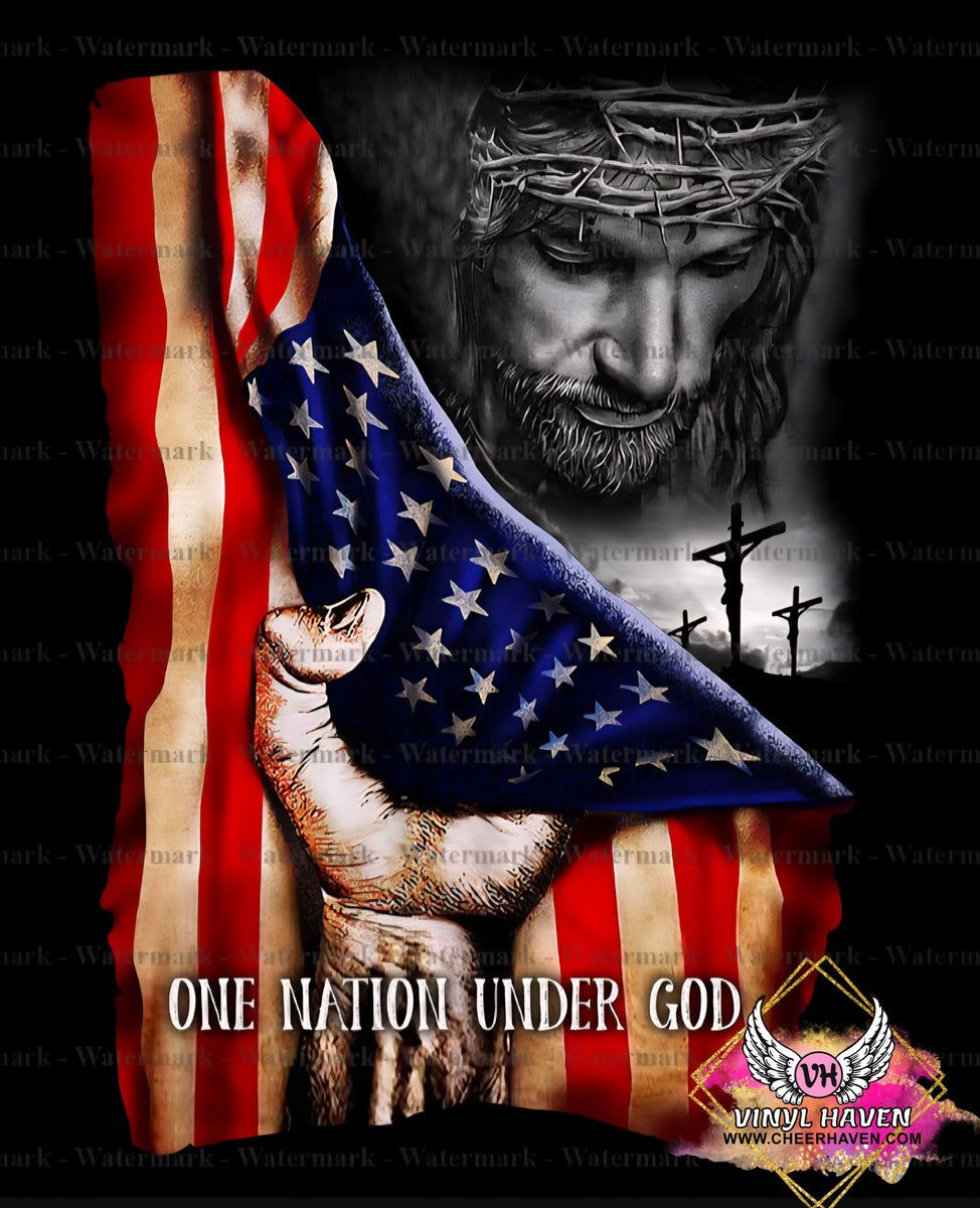 974x1200 DTF Print * Patriotic * One Nation Under God Flag