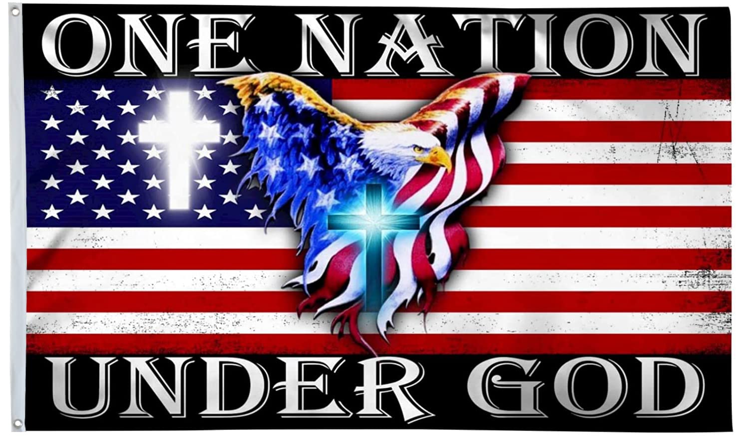 1474x874 Amazon.com : One Nation Under God Eagle Christian Jesus American Flag 3x5 Ft Fade Resistant Double Sided and Double Stitched 150D Polyester banner For Use Outdoor or Indoor (eagle)