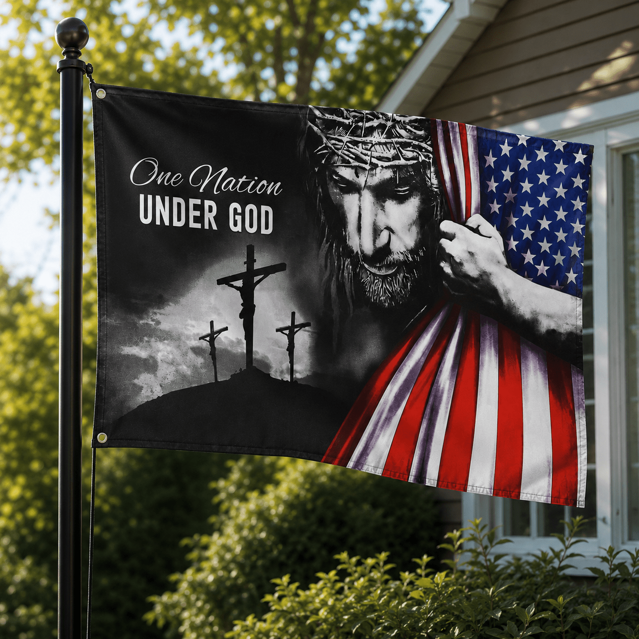 1254x1254 One Nation Under God Reveal Flag 3'x5'