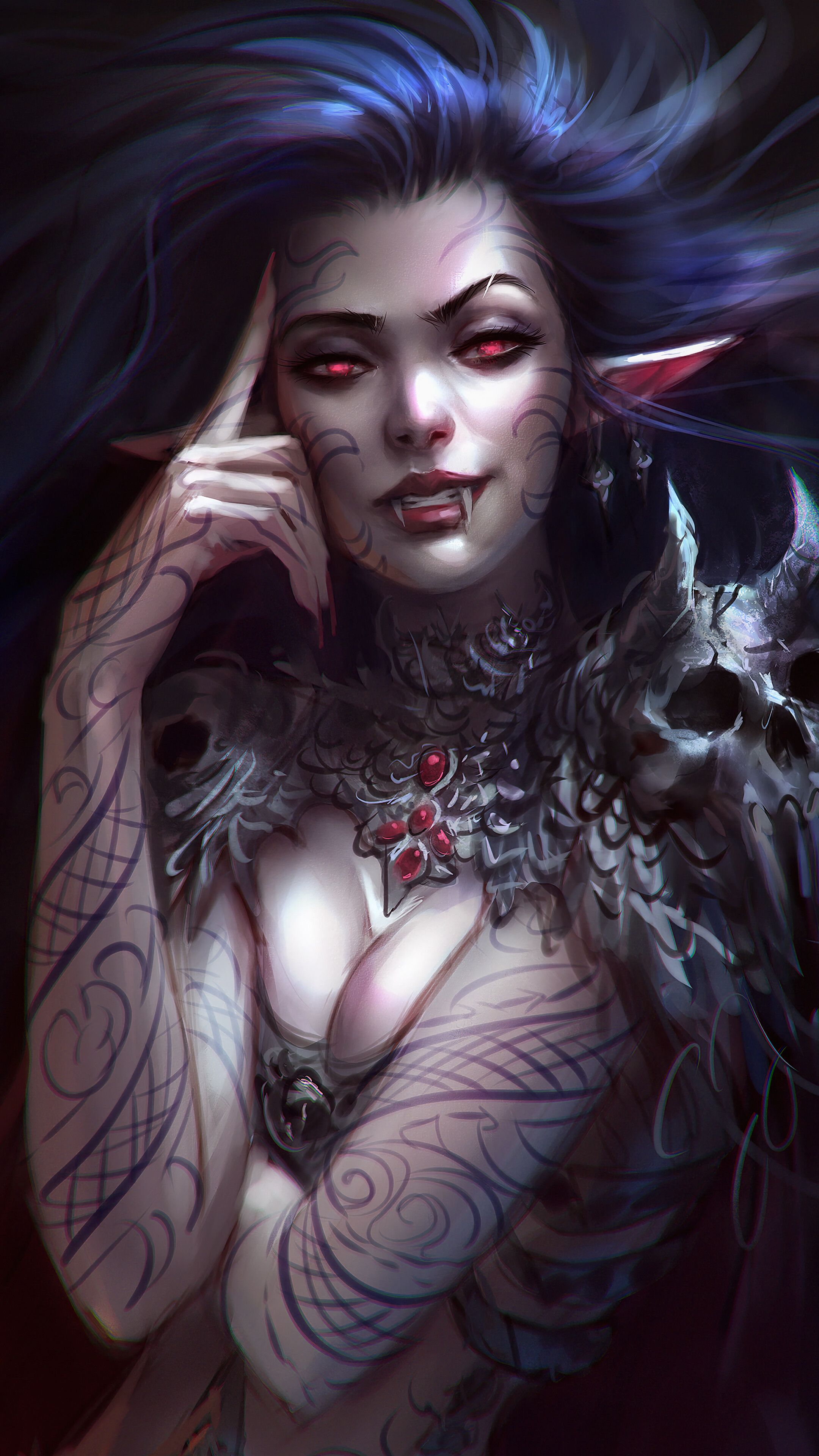 2160x3840 Vampire Elf Girl Fantasy Wallpaper iPhone Phone 4K f